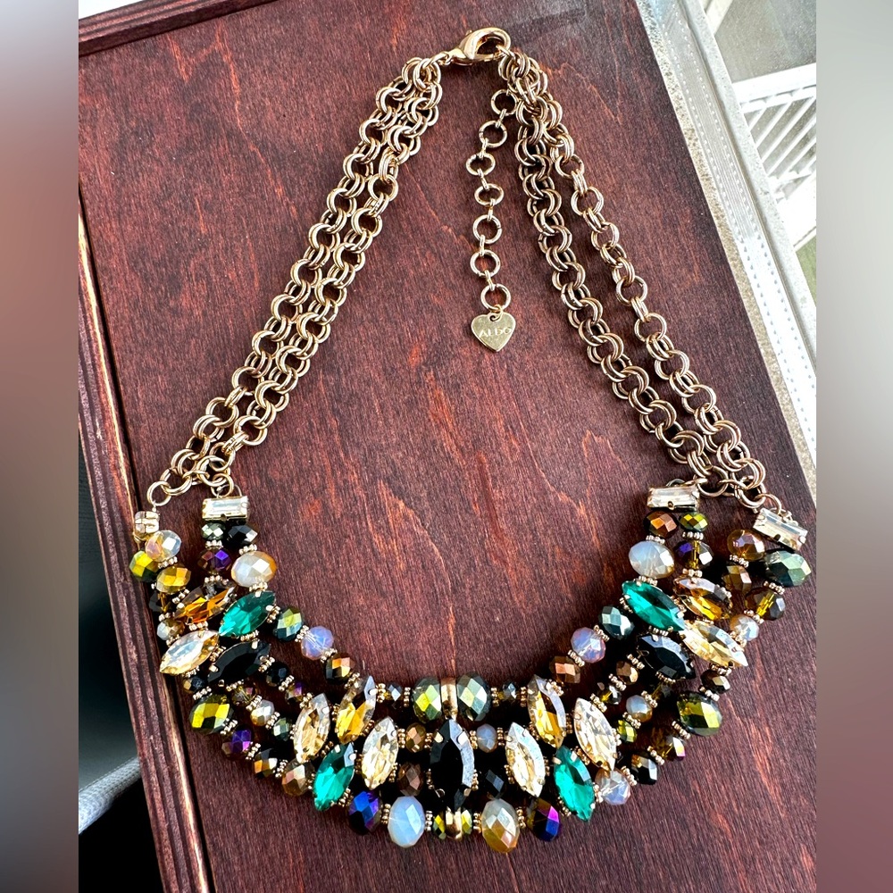 ALDO Multicolor Rhinestones Beaded Necklace Chunky Style